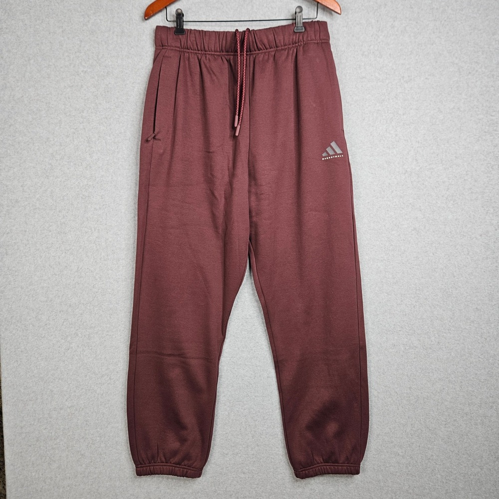 Adidas Fleece Basketball Sweatpants Aurora Ruby Unisex Mens Size M Joggers New‎
